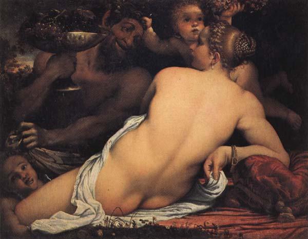 Annibale Carracci Bacchante with a Satyr and Two Cupids Germany oil painting art